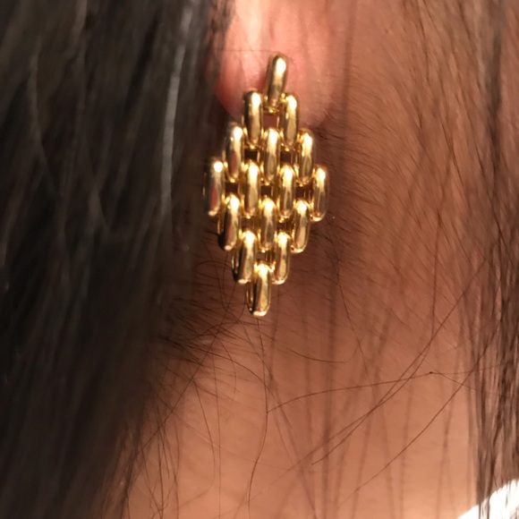 14k diamond shape chain earrings - Picture 5 of 6